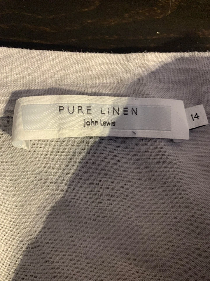 JOHN LEWIS Pure Linen Flared Skirt UK 14 Lilac Grey Midi Pockets 100% Linen - Image 4 of 4
