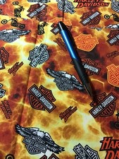 CUSTOM, Remnant/Piece, HARLEY DAVIDSON HD Motorcycle Cotton Fabric 18 x 29 L