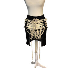 La Ros Megalace Punk Metal Goth Shoelace Mini Skirt Size L