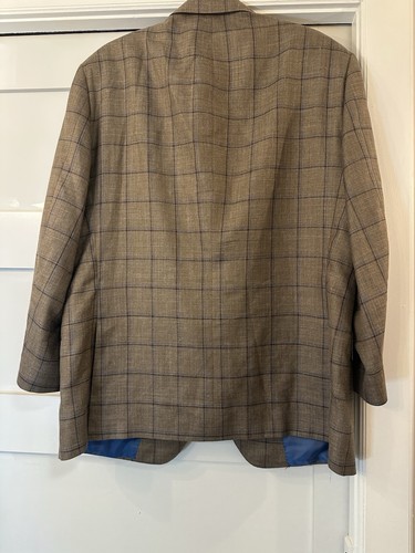 Samuelsohn Blazer SB Garner Men 44R Brown Windowpane Silk Wool Linen Sport Coat - Picture 5 of 9