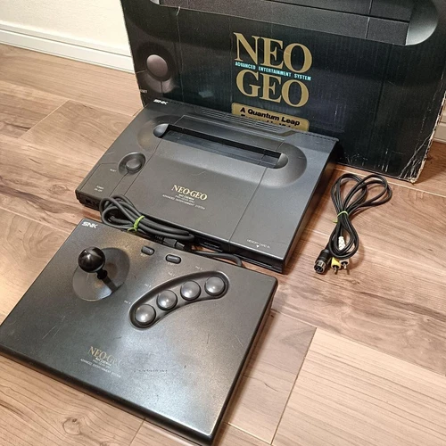 NEOGEO AES Console with Controller AV Cable Original Box Tested Working Japan