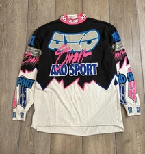 Vintage 1992 Axo Sport Gel Print Motocross Jersey Pink Blue Black Size XL MX