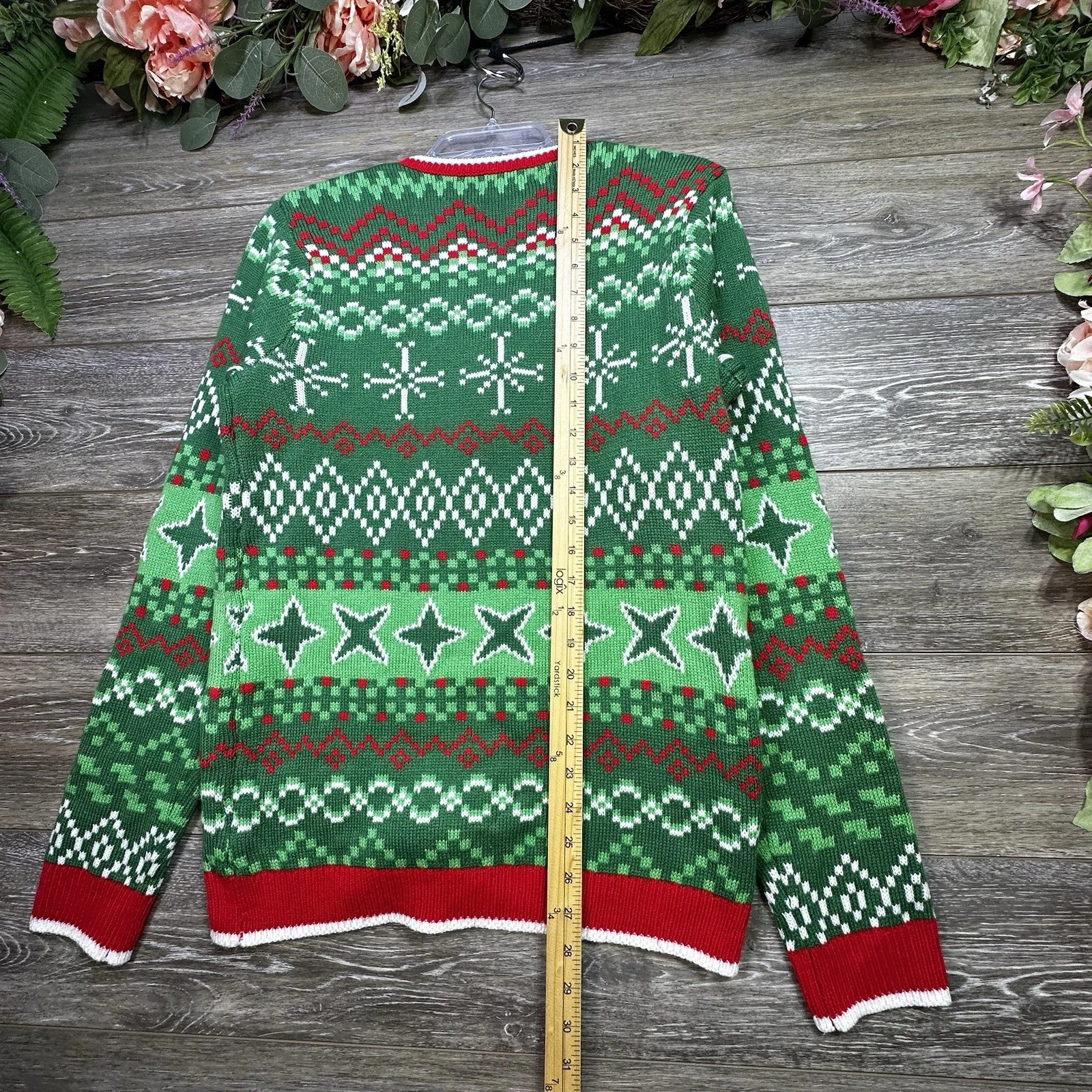 Ugly Christmas Sweater COW Antlers & Bell Holly Holiday Time Size Small (34-36)
