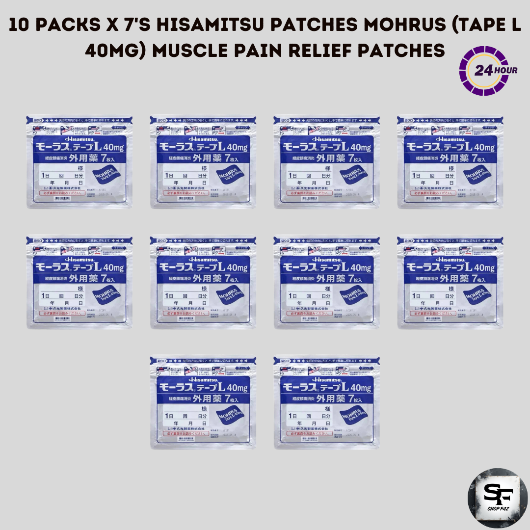 10 Packs x 7's Hisamitsu Patches Mohrus (Tape L 40mg) Muscle Pain Relief Patches