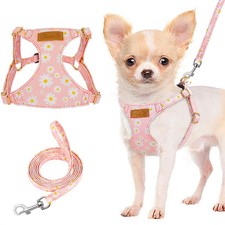 Puppy Harness and Leash Set, No Pull Lightweight Soft Suede Adjustable Pet Ha...