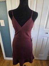 NWT Slip Dress Midi By Express Maroon V Neck Spaghetti Straps Size Small