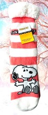 NWT Peanuts Snoopy Sherpa Lined Non-Slip Pink Space Slipper Socks Snow One Size