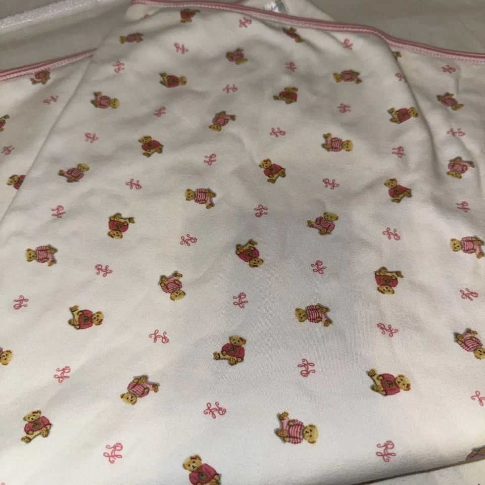 Ralph Lauren Polo Bear 婴儿毯 粉色 白色 泰迪 棉襁褓 复古 25x30 — 第 2/4 张图片