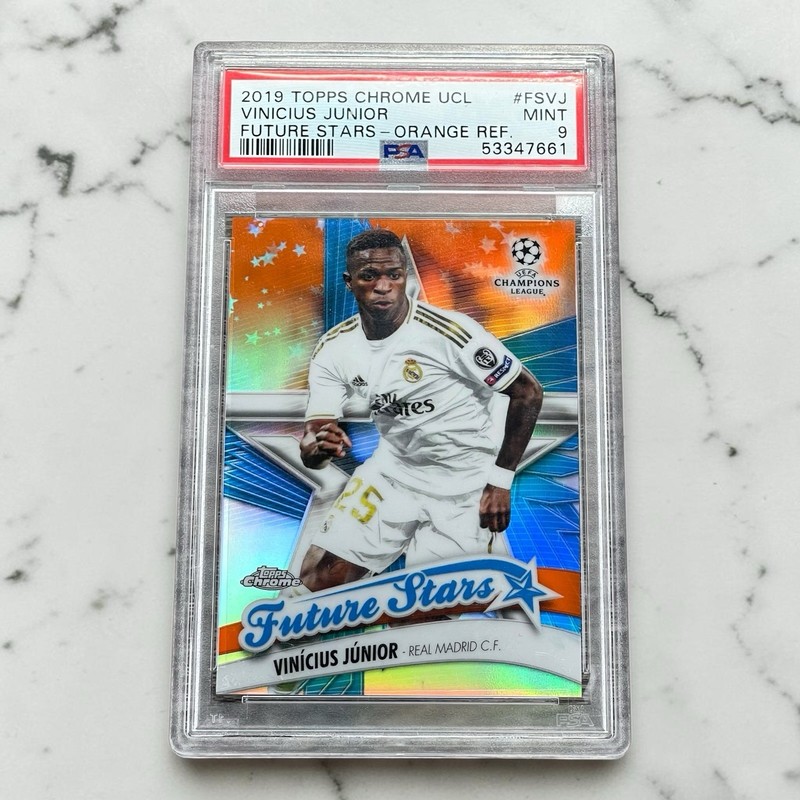 2019 Vinicius Junior Topps Chrome UCL Sapphire Future Stars Orange #8/25 PSA 9