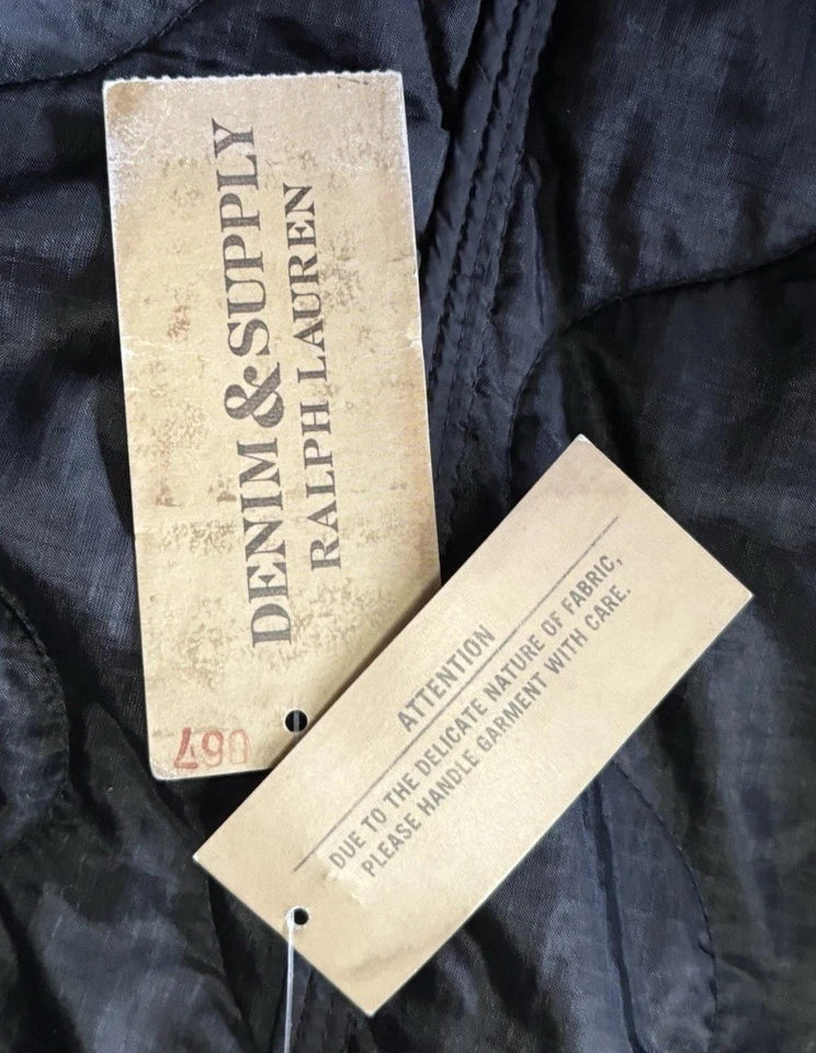 Ralph Lauren Denim Supply Vintage Hombre Bandera Negro Bombardero Moto Chaqueta L Grande Foto 4 de 4