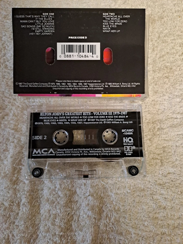 Elton John's Greatest Hits Volume 3 1979-1987 Cassette TESTED EXCELLENT - Image 2 of 4
