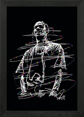 Travis Line Art Gerahmtes Wandbild Poster Leinwanddruck Bild