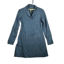 Lole Womens Sweater Dress Black Long Sleeve V Neck One Pocket Stretch Small