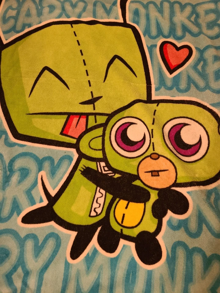 HTF Vintage Invader Zim Gir Blanket Scary Monkey 50x60 Throw Nickelodeon - Image 3 of 4