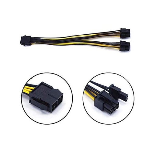 10X PCI-E 6 Pin Female to Dual PCI-E 8 pin (6+2) Male CPU Power Cable Splitter - Picture 2 of 11