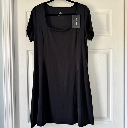 Women BANZHUKE Tennis T-Shirt Dress XL Black Short Sleeve Mini Summer Casual - Picture 5 of 7