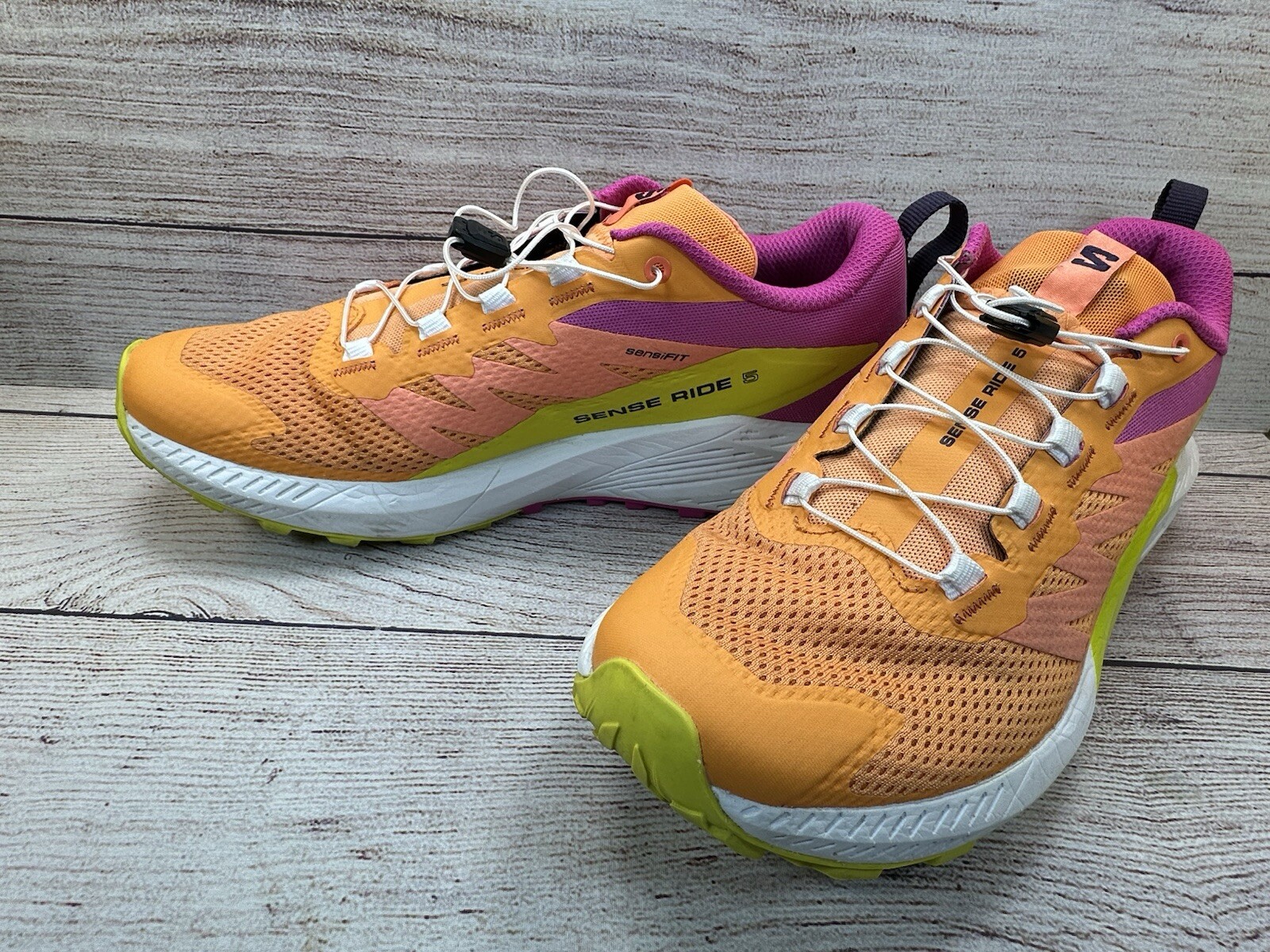 Scarpe da trail running Salomon Sense Ride 5 arancione viola stringate taglia 10 **PULITE*
