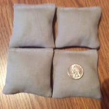 4 Grey mini cornhole, bean bags, 3" X 3" made with duck canvas double stitched