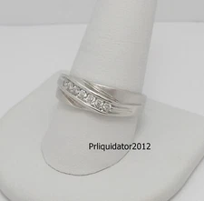 1/4CT MENS NATURAL DIAMOND WEDDING BAND BRIDAL RING 10K WHITE GOLD
