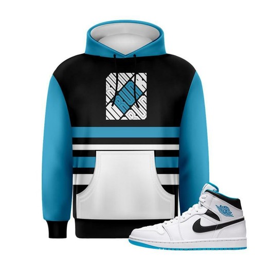 Men's hoodie 2 match Air Jordan 1 Retro High 554724-141 WHITE/LASER BLUE #aa  | eBay