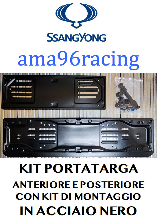 Set Portatarga Nero SsangYong Acciaio - Estetica Dark e Massima Durata