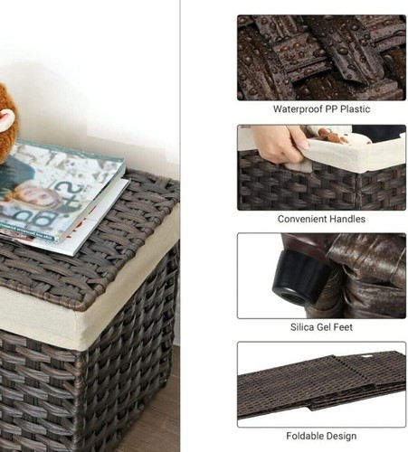 Storage Basket with Lid, 42.3 Gallon Storage Bin, Woven Blanket Storage Basket - Picture 3 of 9