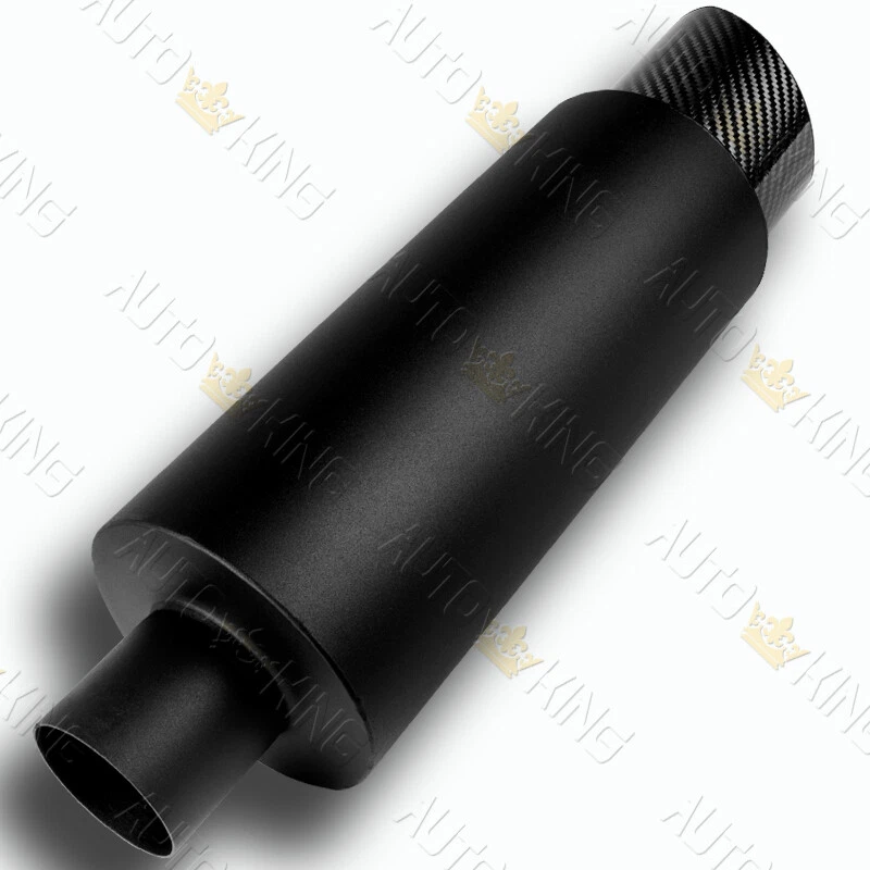 Silenciador de escape universal de acero inoxidable T-304 con punta de carbono inclinada de 4" entrada negra de 3" 1 Foto 3 de 4