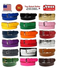 New Bonded Leather Belt Multi Color Golf Baseball Softball Removable Belt Buckle