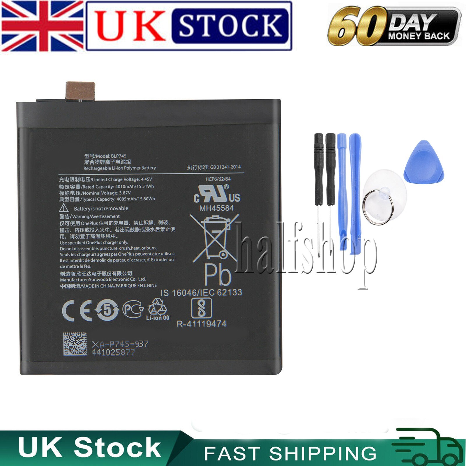 For 7T Pro Replacement Battery 4085mAh BLP745 UK Stock
