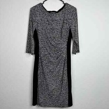 Lauren Ralph Lauren Dress Womens Size 8 Black White 3/4 Sleeve Career Sheath