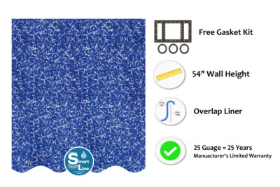 SmartLine Sunlight Swimming Pool Overlap Liners - 54'' Wall Height - 25 Gauge