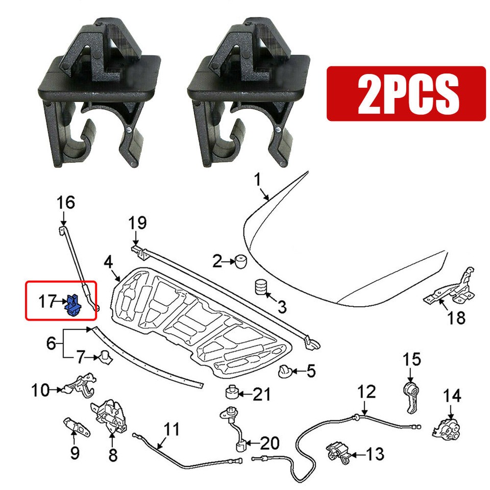 2Pcs Car Hood Prop Rod Holder Clips Fit For Honda Accord Civic CRV