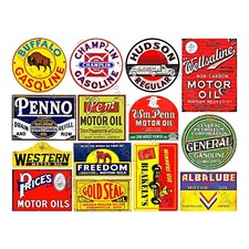 Oil Can & Gas Can Label Reproductions, Garage & Automobile Art, 1 Sticker Sheet