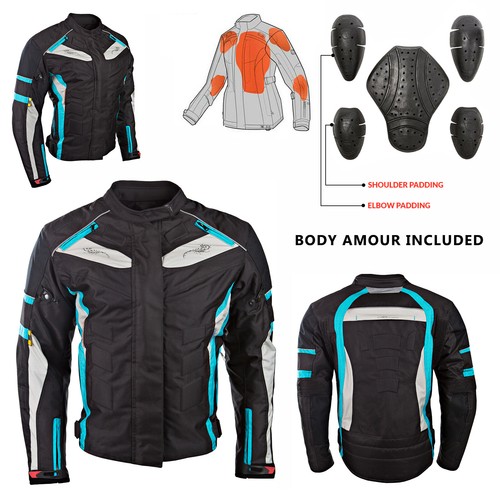 Mujer Moto Protección Ce Textil Cordura Chaqueta Impermeable | eBay