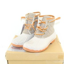 SEVEN7 womens duck boots shoe size 6 M light gray quilted fabric  rubber up NEW