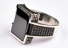 Handmade 925 Sterling Silver Black Onyx Gemstone Unisex Wear Ring RS-1602