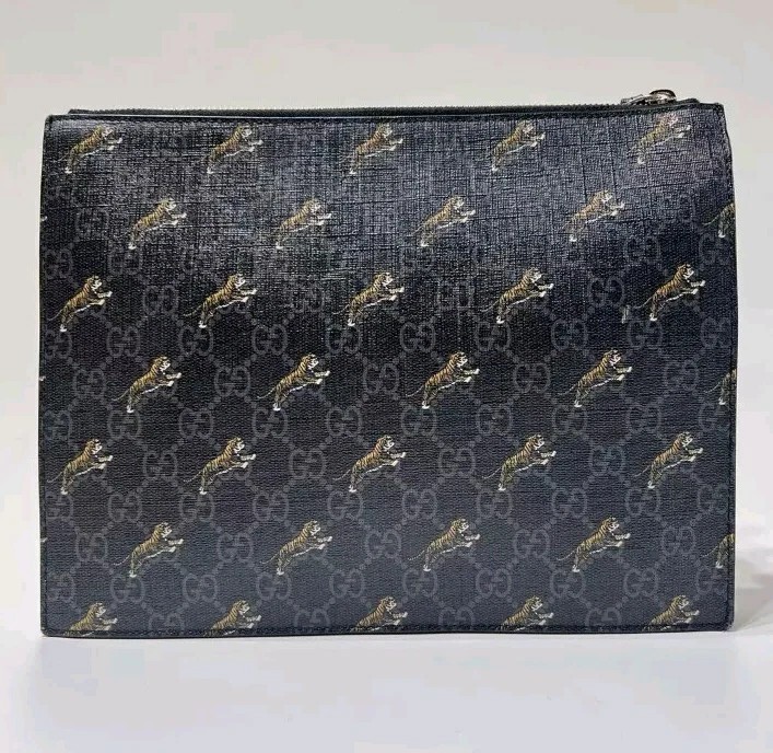Bolso de Mano GUCCI GG Supreme Patrón Tigre Negro Unisex Raro Usado B Foto 3 de 4