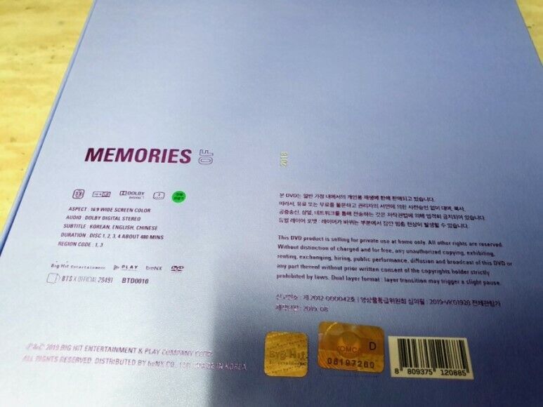 BTS+Memories+of+2018+DVD+4disc+Photobook+Frame+Card+Photo+Sticker+