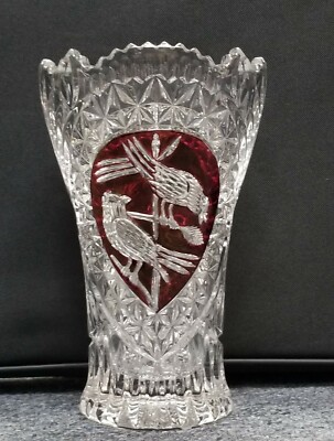 Vintage Hofbauer German Red Bird crystal Vase | eBay