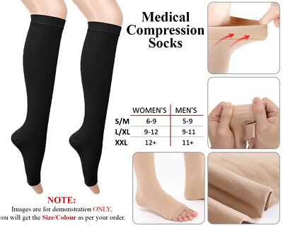 A Pair Men Women's Open Toe Compression Socks Pain Relief Leg Foot