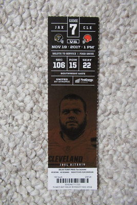 CLEVELAND BROWNS VS JACKSONVILLE JAGUARS 11/19/2017 FULL TICKET ~ JOEL BITONIO