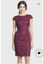 Adrianna Papell Size 12 Bordeaux Burgundy Lace Sheath Dress Party New NWT