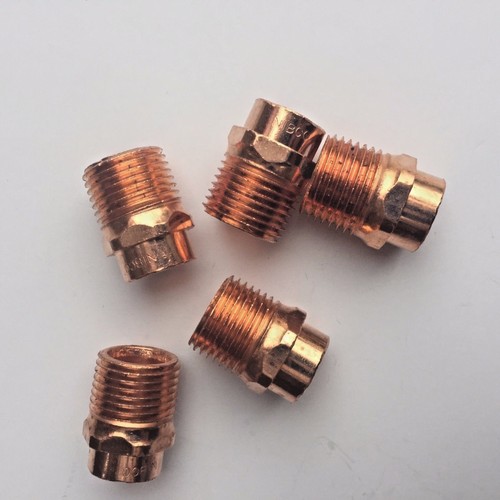 LOT OF 5 NIBCO 604 1/2 C x M COPPER REDUCING WROT ADAPTER 5/8OD X 1/2M