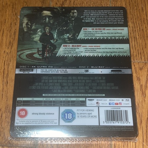 Saw 4k 2-Discs Bluray UK Steelbook Slipcover NEW - Picture 2 of 3