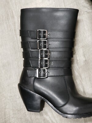 Bottes Motard Cuir Ride Tecs - Taille 8, 5 Boucles, Fermeture Zip