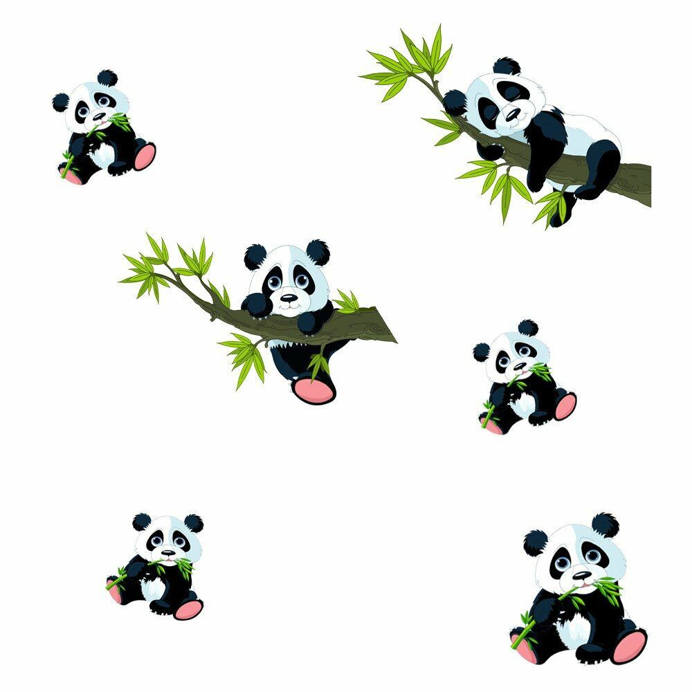 Wall Sticker for Kids Set of Panda Bears With Hearts 