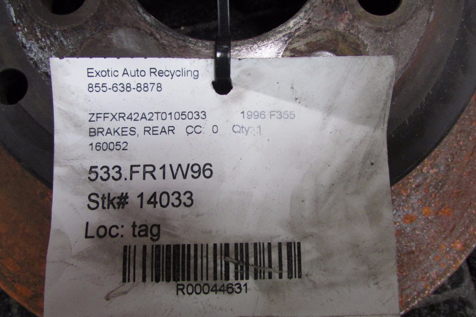 Ferrari 348, 355 Brake Rotor, Disc, Used, P/N 160052