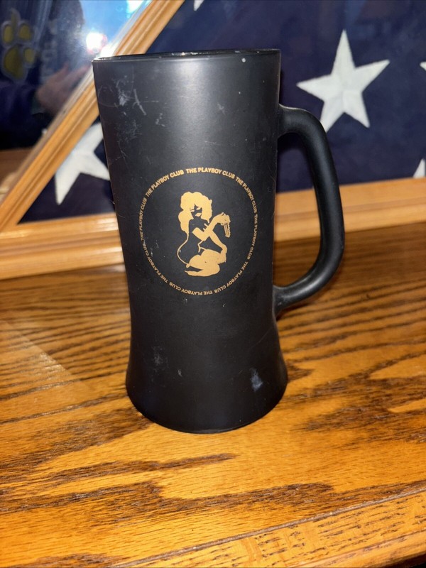 Vintage THE PLAYBOY CLUB Matte Black Glass Mug Stein with Handle