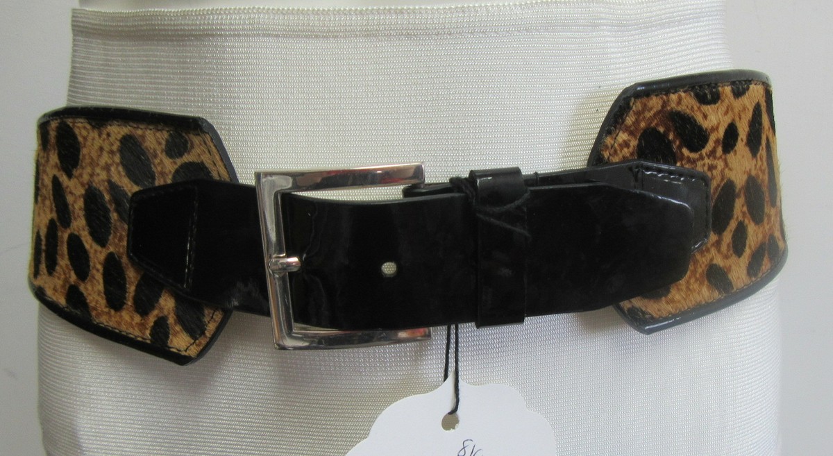 Calvin Klein Belt Vintage Y2K Small Leopard Print Wide Belt Leather Horsehair Calvin Klein Animal Print Waist Belt Belts for Women for  main image 2