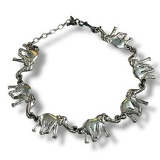 Elephant Chain Link Belt Silver Tone Safari Jungle 34" Long Kitsch Vintage